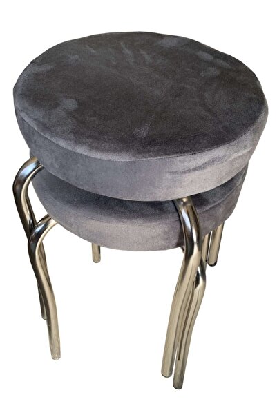 Evim-E Aksesuar 2 Adet 1.2 Mm Metal Kaz Ayağı Tabure Kumaş Döşemeli