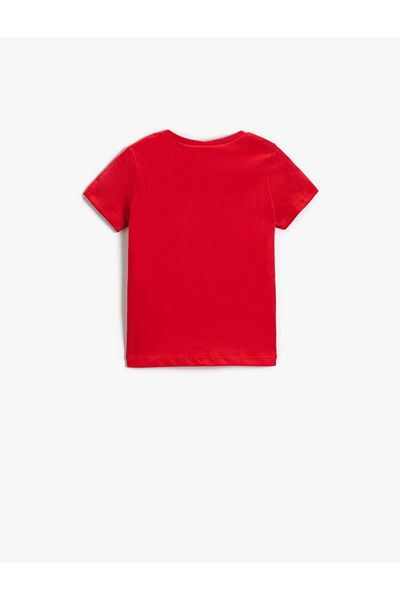 Koton Slogan Printed Short Sleeve T-Shirt Cotton - Red
