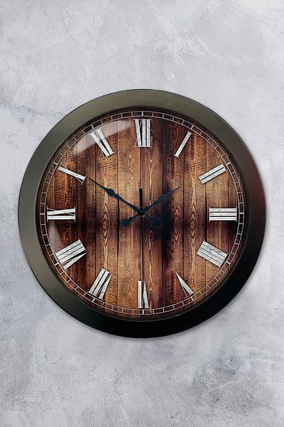 Kasva Concept Gift 36 cm Black Metal Wood Wall Clock