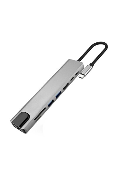 Kelepir Fırsatlar Type C Den 8 Ayrı Girişe Çeviren Laptop Için Rj-45 Lan Eternet Usb Usb 3.0 Hdtv Pd Sd Tf Çevirici