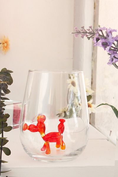 ADAMODART Red & Yellow Balloon Dog Glass Figured 2-Piece Water Cup