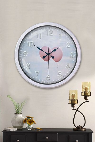 Kasva Concept Gift Decorative 52 cm White Metal Balloon Wall Clock