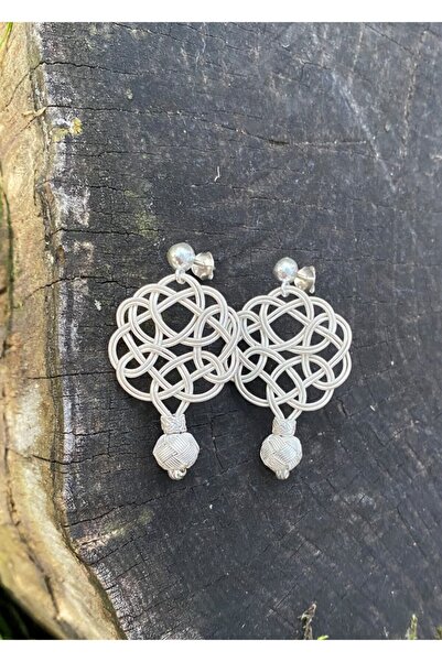 KAZZAZE Gümüş Kazaziye Iki Sıralı Aşk Düğümü Küpe