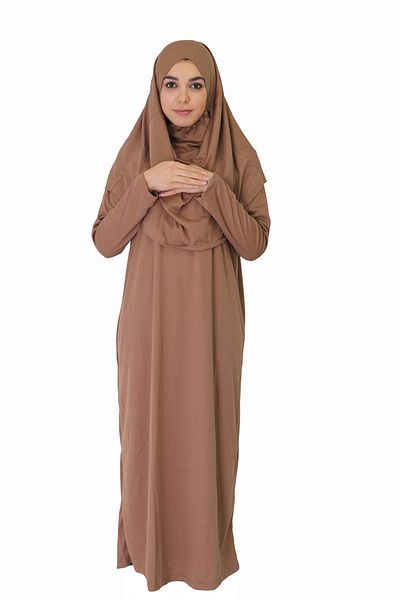 ZEHRANAZ NAMAZ ELBİSESİ Sütlükahve Zipperless Prayer Dress