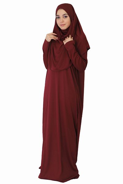 ZEHRANAZ NAMAZ ELBİSESİ Burgundy Non-Zipper Prayer Dress