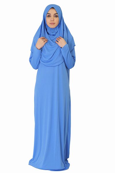 ZEHRANAZ NAMAZ ELBİSESİ Light Sky Blue Non-Zipper Prayer Dress
