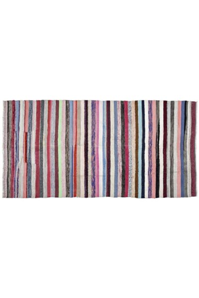 Apex El Dokuması Vintage Yün-pamuk Çizgili Çaput Halı 0983 178x360 cm