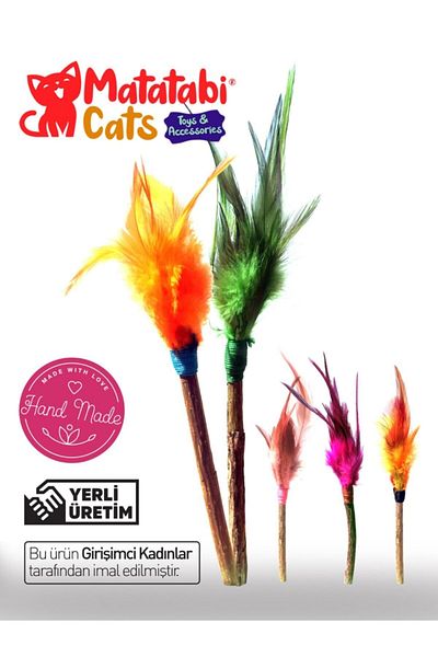 MATATABİ CATS عصا مضغ للقطط ذات الفراء الطبيعي، لعبة للقطط قطعة واحدة (ليست عشب القطط)