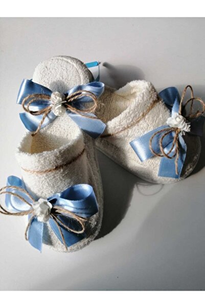 CAN BUTİK Canbutik Naturel Çiçekli Lohusa Tacı Ve Lohusa Terliği Seti