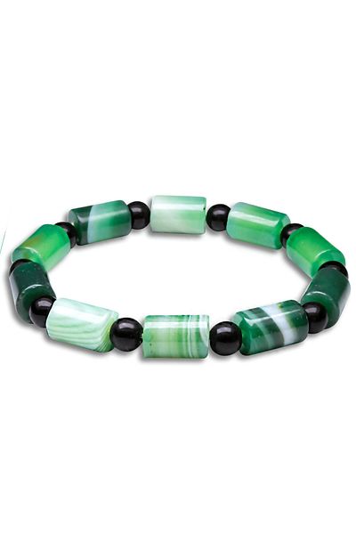 Tesbih Atölyesi Certified Natural High Quality Veined Green Agate Bracelet