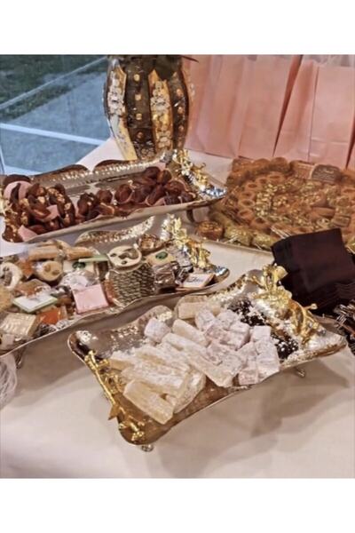 DMT COPPER HOME Gaziantep Copper Hammer Forged Presentation Tray Width: 19.5 cm Length: 30 cm Load: 6.5 cm Weight: 0.600 gr