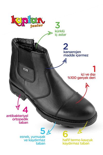 KAPTAN JUNIOR Γνήσιες Δερμάτινες Χειμερινές Ανδρικές Μπότες με Γούνα Εσωτερικά Mfre 225