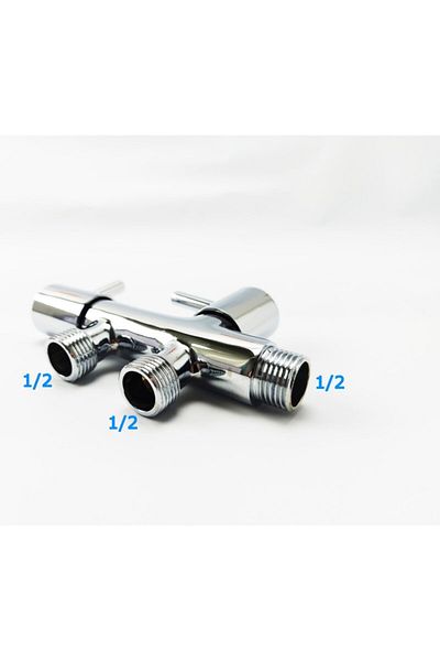 RCYAPI Double Outlet Faucet 1/2 - 1/2 Outlet Open Close (Compatible with Shower Spiral Hose)