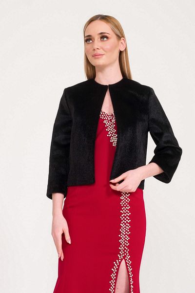 SpringStore Jachetă de seară din blană neagră