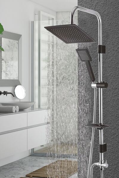 HMS Siyah Krom Square Tepe Duş Seti