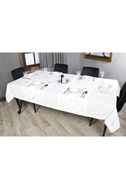 caka home design غطاء طاولة بتطريز إيريس وتأثير الكتان (قلم كريمي)