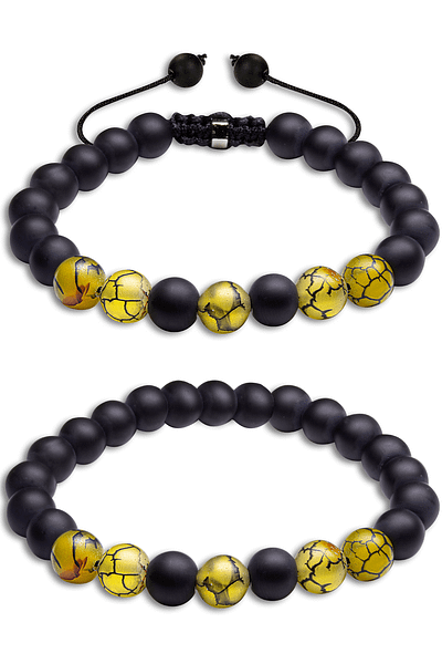Tesbih Atölyesi Certified Natural Green Dragon Agate Onyx Stone Bracelet Set