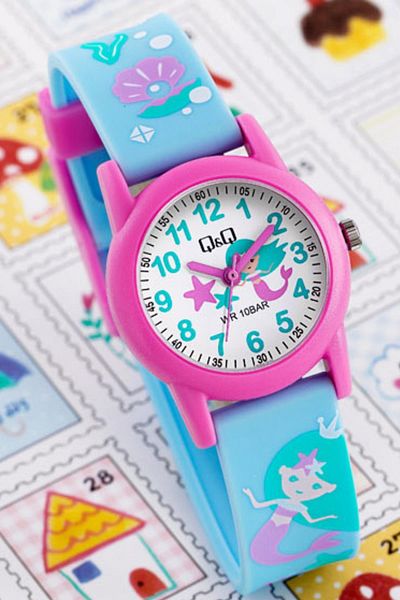 Q&Q Vr99j0112yy Waterproof Mermaid Model Girls' Wristwatch