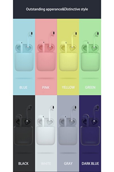SIGHTZER 2. Nesil Inpods 12 Bluetooth Kablosuz Kulaklık Makaron Mat Renkler I12 Tws