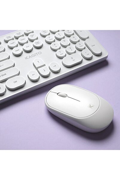 kagito Retro Kablosuz Klavye & Mouse Set (white)