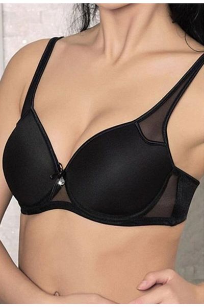 MOONLİGHT Women's Black Tulle Detailed Padding Bra