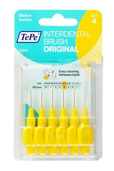 TePe 0.7 mm Blister - Yellow 6 Pcs Dental Interface Brush