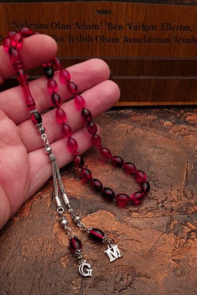 OTTOTESBİH Rozariu din argint cu ciucuri 7x11mm, croială de mărgele, roșu, negru, chihlimbar de foc