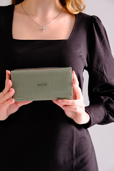 Just Polo Kadın Çıtçıt Ve Fermuarlı Gofraj Baskılı Cüzdan Pbu1003