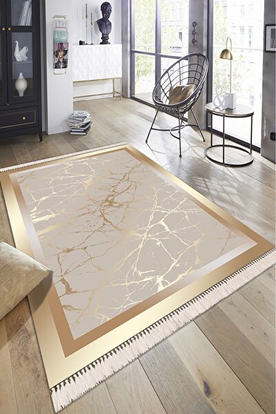 Modern home Gold Detay Çizgisel Dijital Baskı Salon Halısı Yıkanabilir Kaymaz...