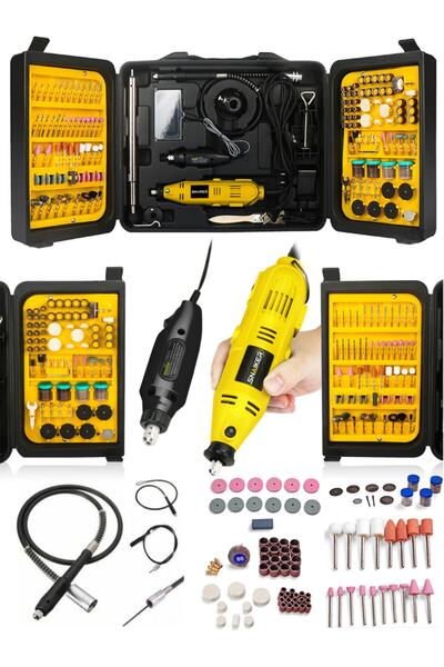 Graizer Alman 400 Watt 350 Parça 60.000 Rpm 6 Kademe Devir Ayarlı Hobi Gravür Seti Mini Taşlama Makinesi