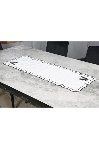 caka home design ورقة عداء مطرزة بتأثير الكتان (أسود)