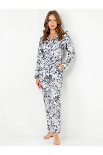 Doremi Mist Flower Long Sleeve Women's Pajama Set with Pockets