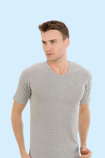 Ceylanoğlu Men's 3 Pack 100% COTTON V-Neck Ribbed Half Sleeve Undershirt