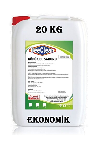 BeeClean Ekonomik 20 Kg Köpük El Sabunu ( Ekes 20 - 30 - 10 ) El Temizleme Ürünü
