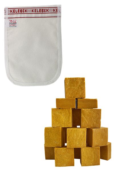 aktarix 2 Molds Handmade Siirt Yellow Bıttım Soap + Butterfly Thick Bath Scrub