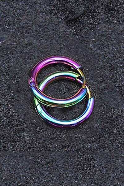 TREND COLLECTİON Unisex Cerrahi Çelik Renkli 12 Mm Halka Küpe