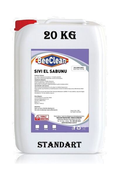BeeClean Standart 20 Kg Sıvı El Sabunu ( Sses 20 - 30 - 10 ) El Temizleme Ürünü
