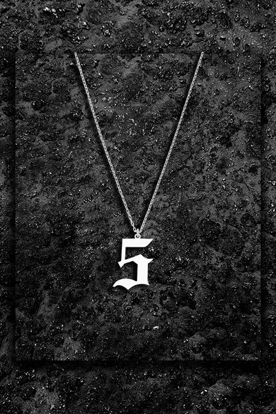jewelry by roxx 45 cm Zincir 925 Ayar Gümüş 5 Uğurlu Sayı Rakam Kolye