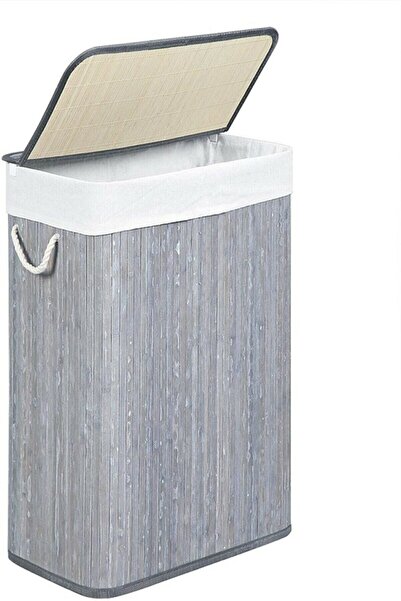 Cherry Collection El Yapımı Bambu Iki Bölmeli Çamaşır Sepeti