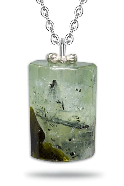 Tesbih Atölyesi Certified High Quality Faceted Natural Phrenite Prinaite Stone Necklace