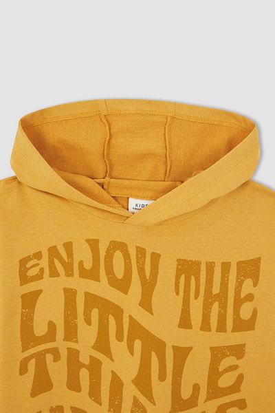 DeFacto Boy's Oversize Fit Slogan φούτερ με στάμπα με κουκούλα