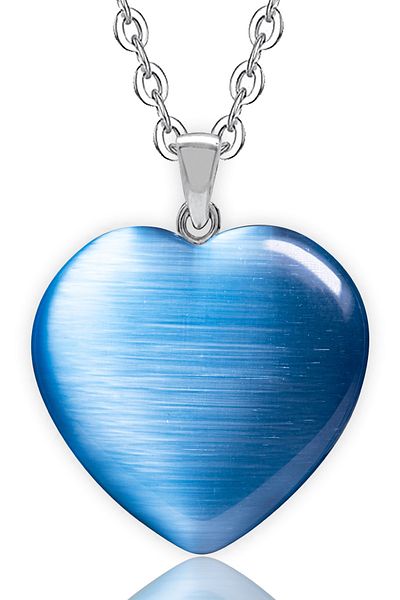 Tesbih Atölyesi Certified Heart Model Real Natural Blue Agate Stone Necklace