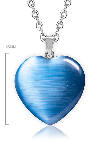 Tesbih Atölyesi Certified Heart Model Real Natural Blue Agate Stone Necklace