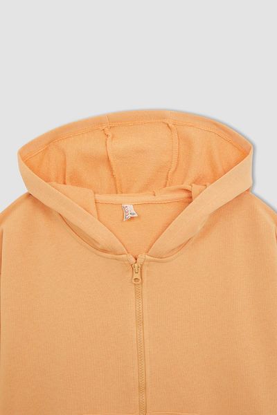 DeFacto Girl's Regular Fit Hooded Sweat Cardigan