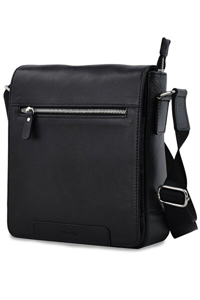 fawori deri Geantă Grande 4251 din piele naturală cu curea lungă, neagră