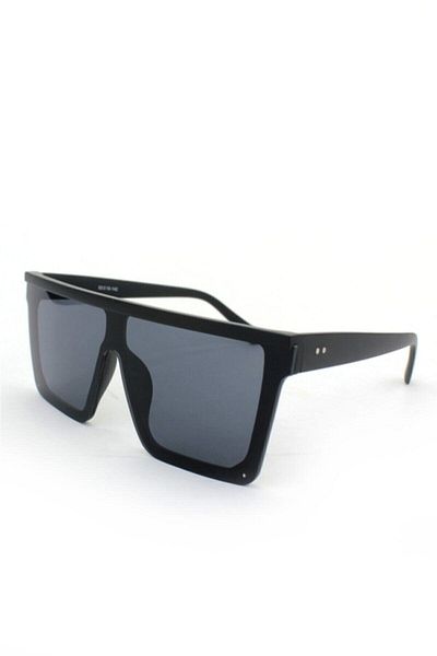 LOOKUP Unisex Large Square Rectangular Major Sunglasses Black