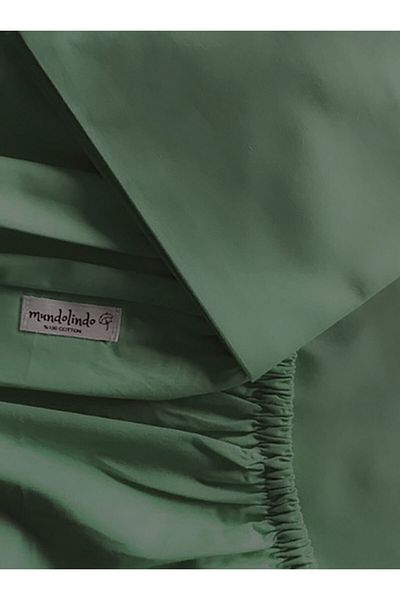 MundoLindo طقم ملاءة سرير مرنة من القطن العضوي مقاس كبير باللون الأخضر
