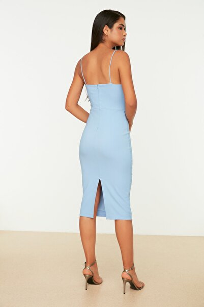 Trendyol Collection Világoskék drapériás elegáns estélyi ruha TPRSS20EL1431