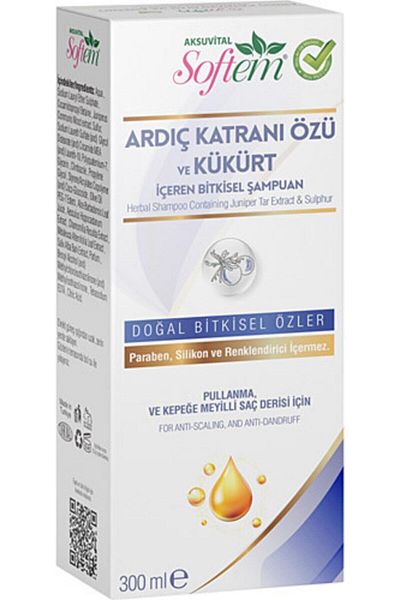 Softem Aksu Vital 300 Ml Herbal Shampoo - Containing Juniper Tar and Sulfur