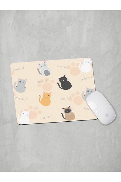 Panorama Ajans Sweet Cats Pattern Pastel Animal Mouse Pad